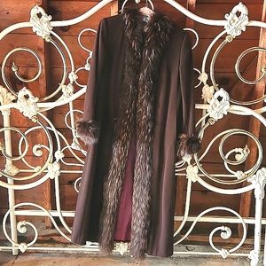 Vintage Petite Marvin Richards Wool Coat with fur collar and cuffs